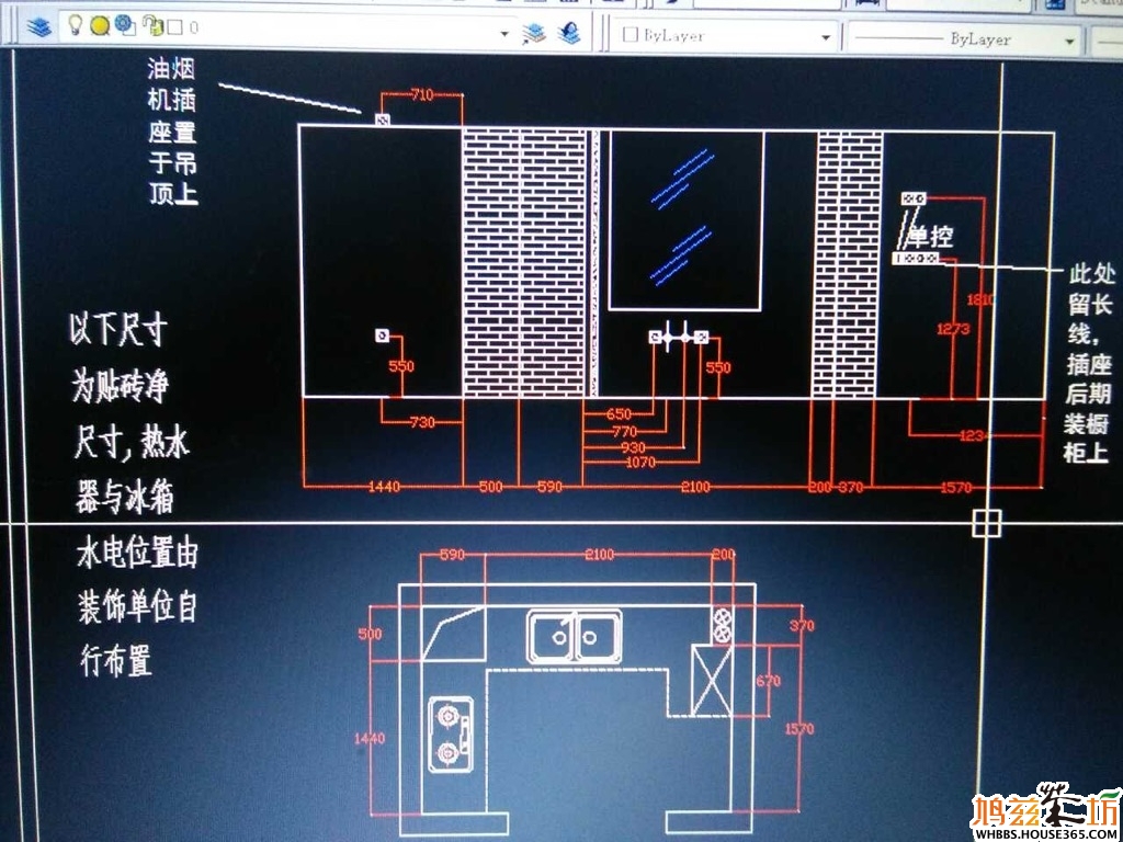 厨房水电图以及厨房瓷砖款式