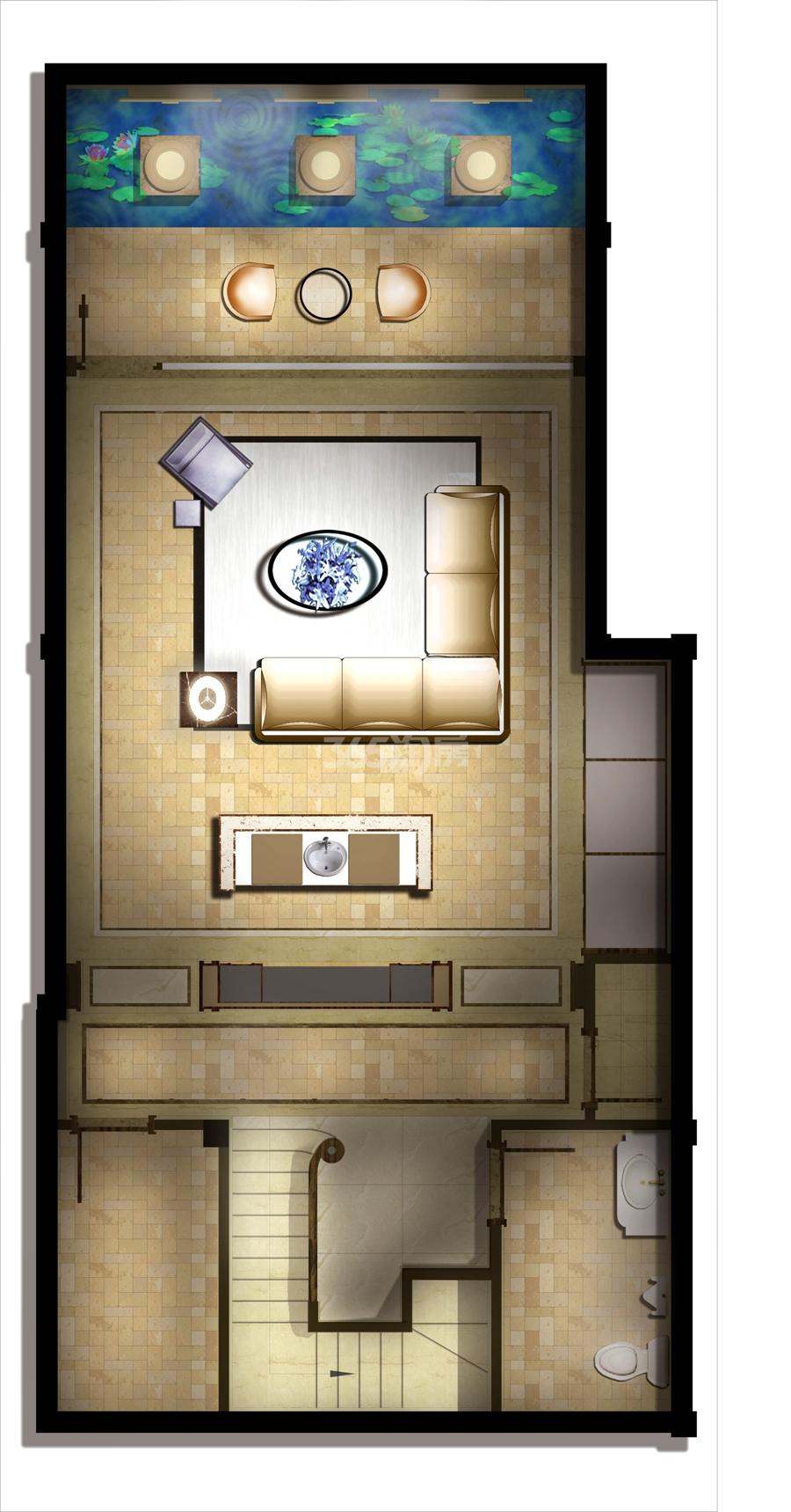 富春玫瑰园 蓝玫苑B户型负一楼260㎡